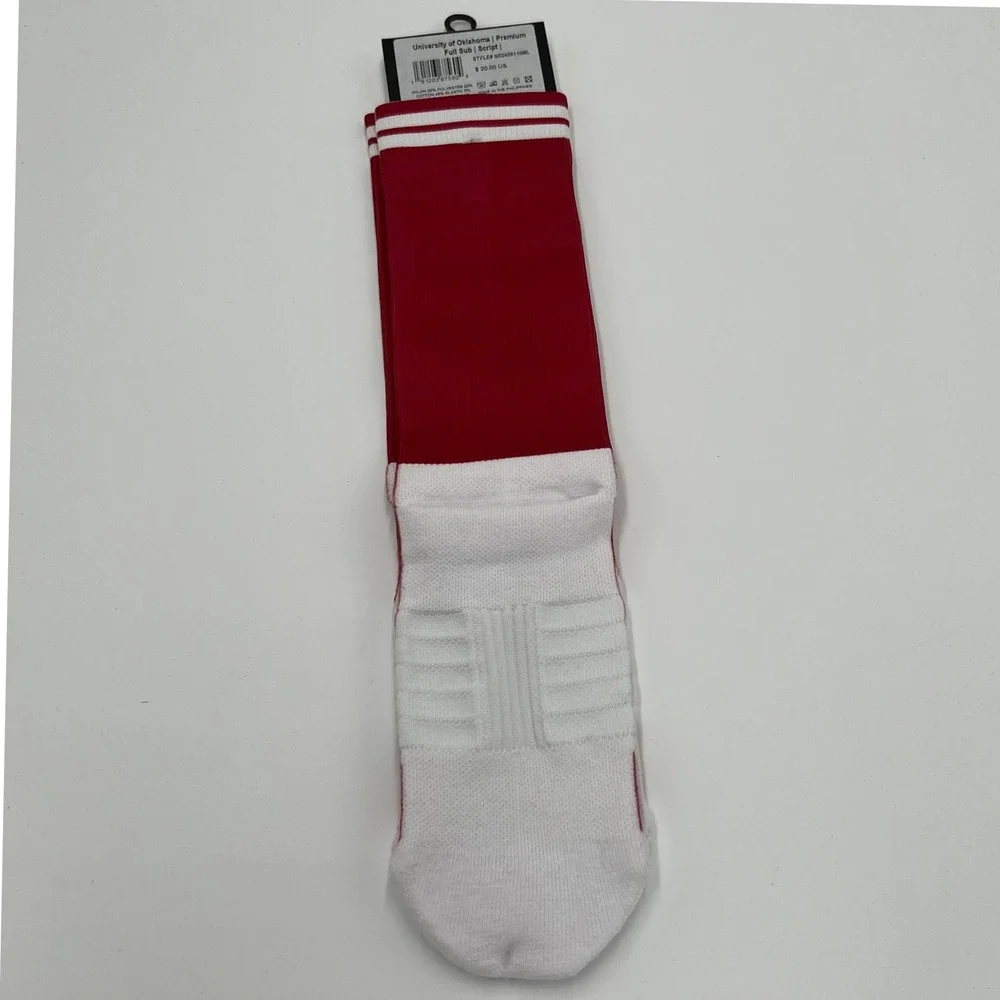 Strideline‎ Oklahoma Sooners Premium Full Sub Script Crew Socks Red White